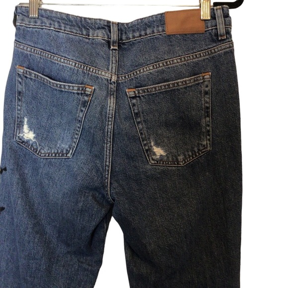 L.O.G.G. H&M Vintage High Waisted Embroidered Straight Jeans Size US 8 - Picture 4 of 10